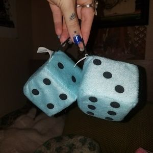 Vintage Baby Blue Fuzzy Dice